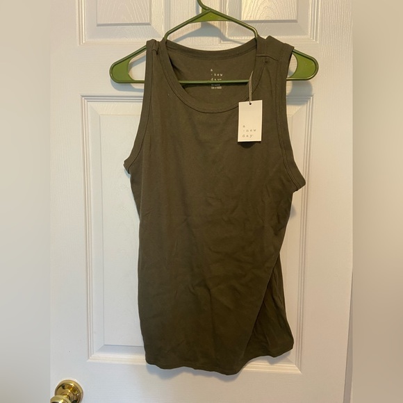 BNWT a new day Olive Green High Neck Ribbed Tank Top - Picture 5 of 6